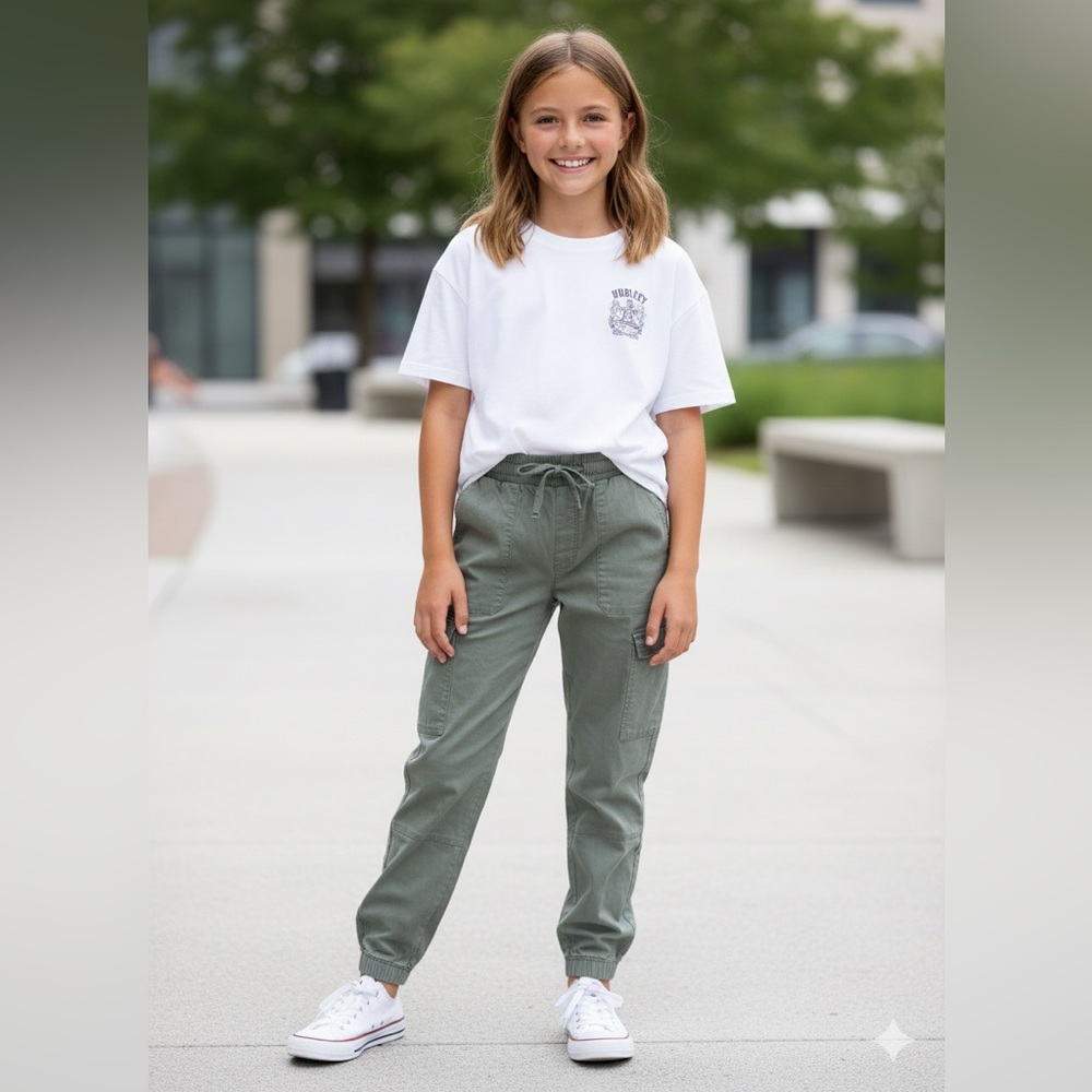 Hurley Girls Cargo Joggers Olive Green Size XL